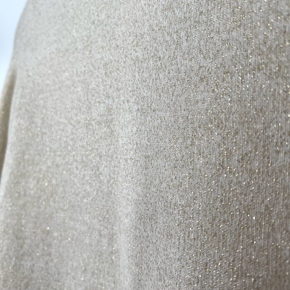 Liz Claiborne Petite Medium Gold Glitter Zip Sweater Blouse Shirt Top Christmas - Picture 7 of 8